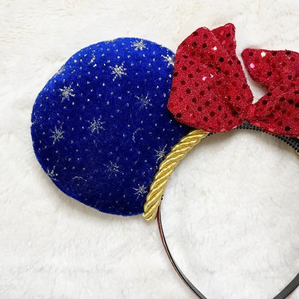 Handmade Disney‎ Fantasia Mickey Blue And Silver Sparkle Ears Headband